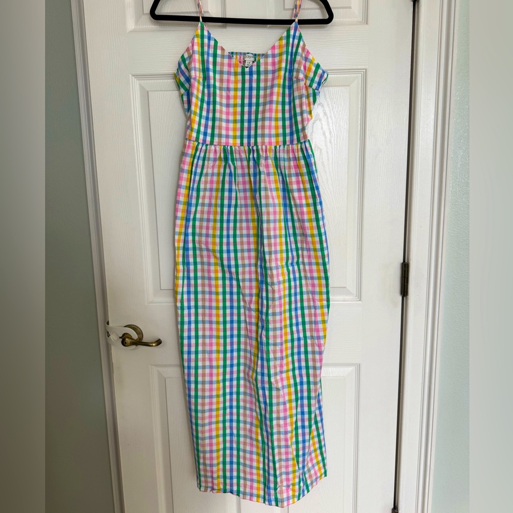 J Crew Womens Maxi length plaid GINGHAM dress. Size large. Fully lined.